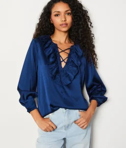 Best Sale Blouse col à lacets Fluide|Chic