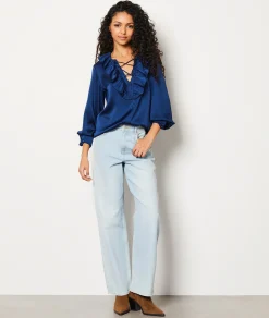 Best Sale Blouse col à lacets Fluide|Chic
