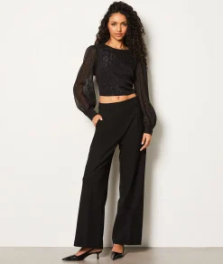 Cheap Blouse courte à paillettes dos nu Fluide