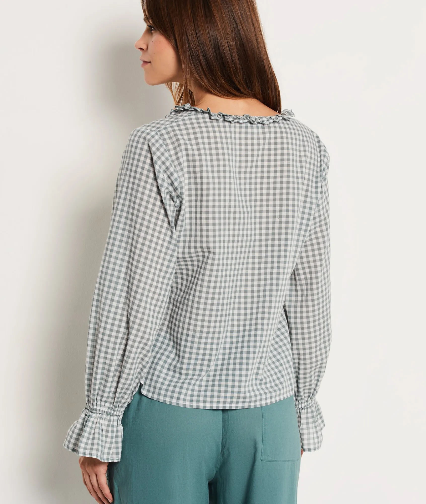 Cheap Blouse de nuit à carreaux Hauts De Pyjama