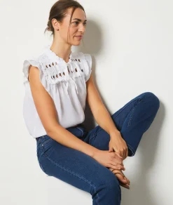 Discount Blouse sans manches ajourée Fluide