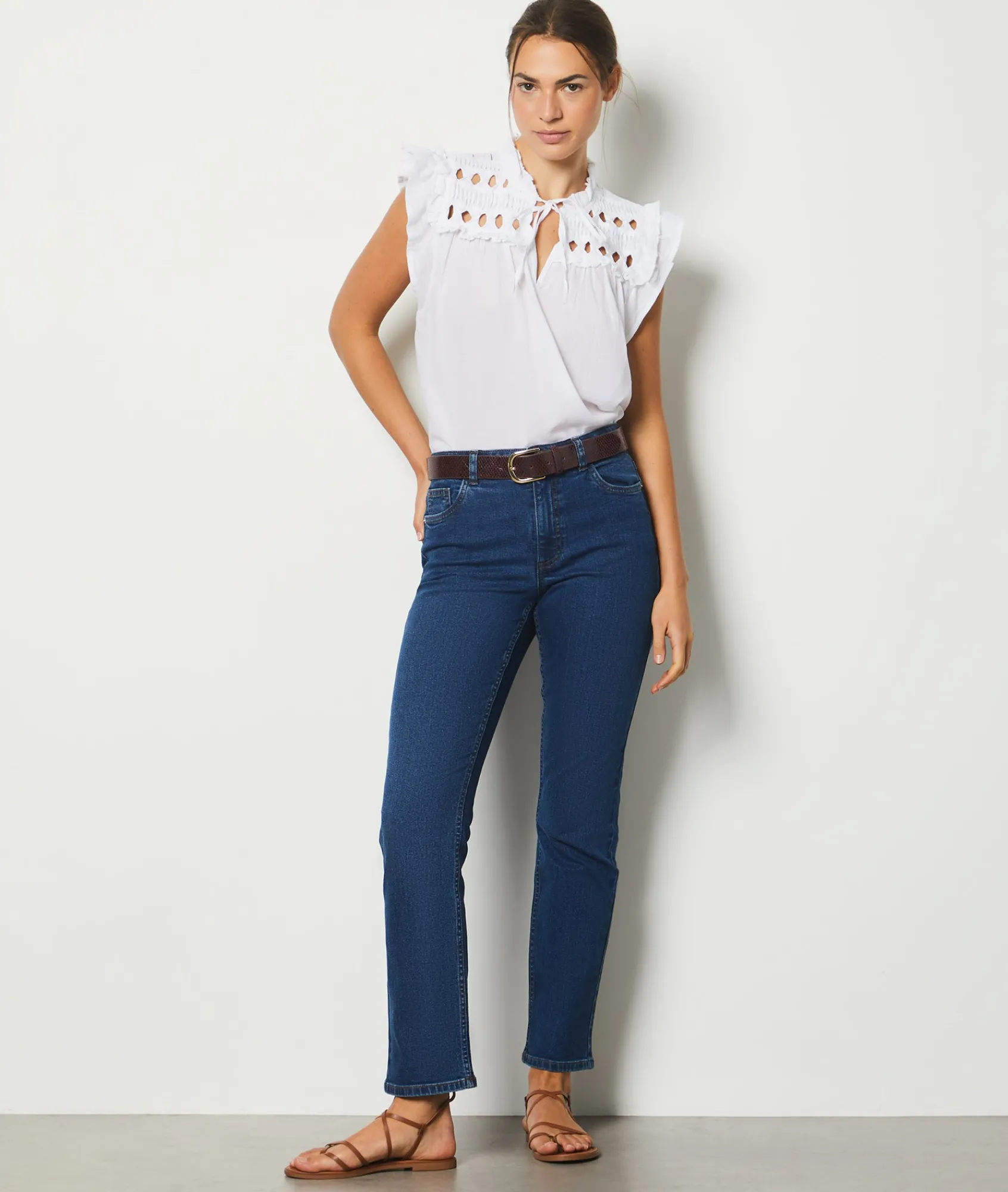 Discount Blouse sans manches ajourée Fluide