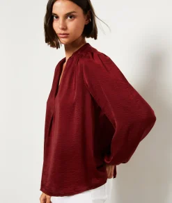 Best Sale Blouse satinée manches longues Fluide|Classique