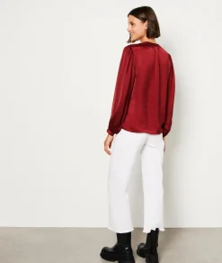 Best Sale Blouse satinée manches longues Fluide|Classique