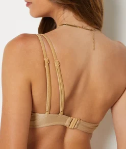 Cheap Brassière asymétrique haut de maillot texturé Brassières