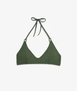 Cheap Brassière haut de maillot texturé détails anneaux Brassières