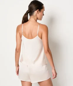 Online Caraco à fines bretelles bijoux décolleté dentelle Hauts De Pyjama