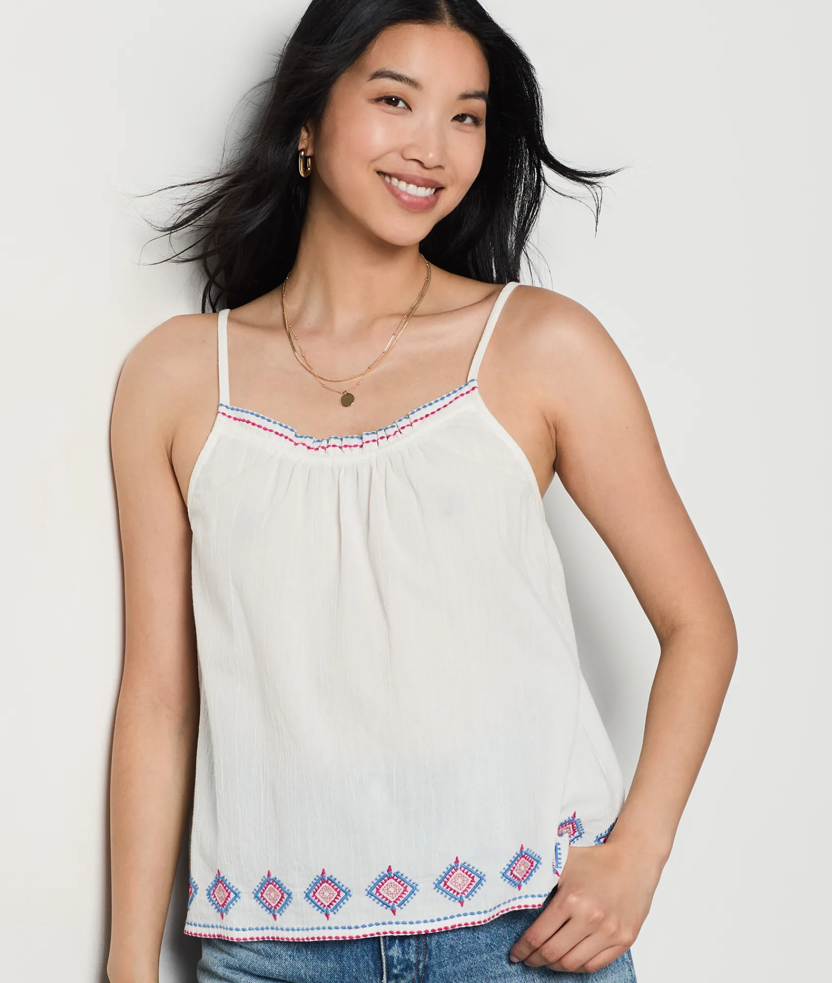 Shop Caraco brodé en coton Débardeurs