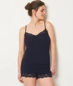 Online Caraco détails dentelle en modal Hauts De Pyjama