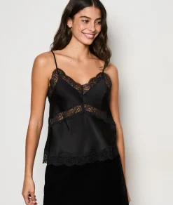 Discount Caraco satiné en dentelle Débardeurs