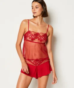 Best Caraco transparent détails dentelle Hauts De Pyjama