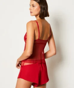 Best Caraco transparent détails dentelle Hauts De Pyjama