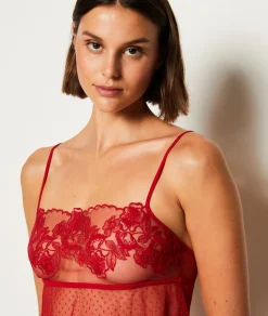 Best Caraco transparent détails dentelle Hauts De Pyjama