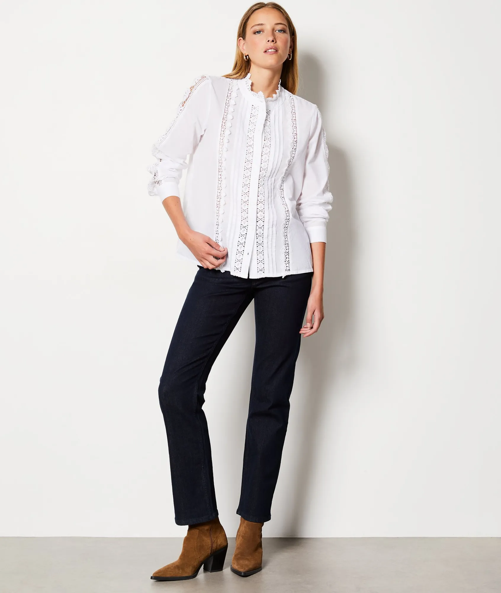 Clearance Chemise boutonnée brodée Fluide|Chic