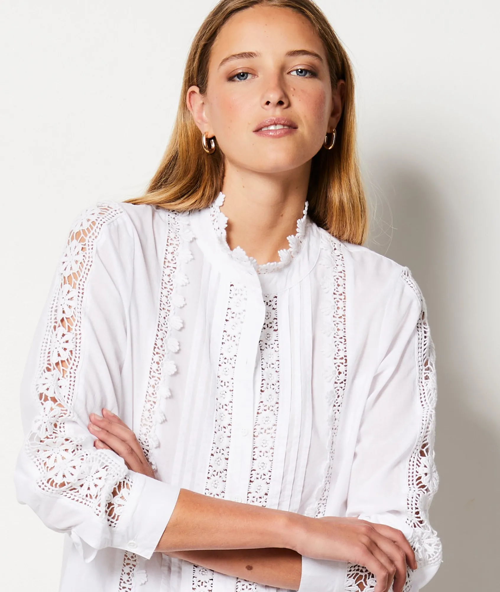 Clearance Chemise boutonnée brodée Fluide|Chic