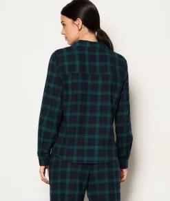 Cheap Chemise de pyjama à carreaux en coton Hauts De Pyjama