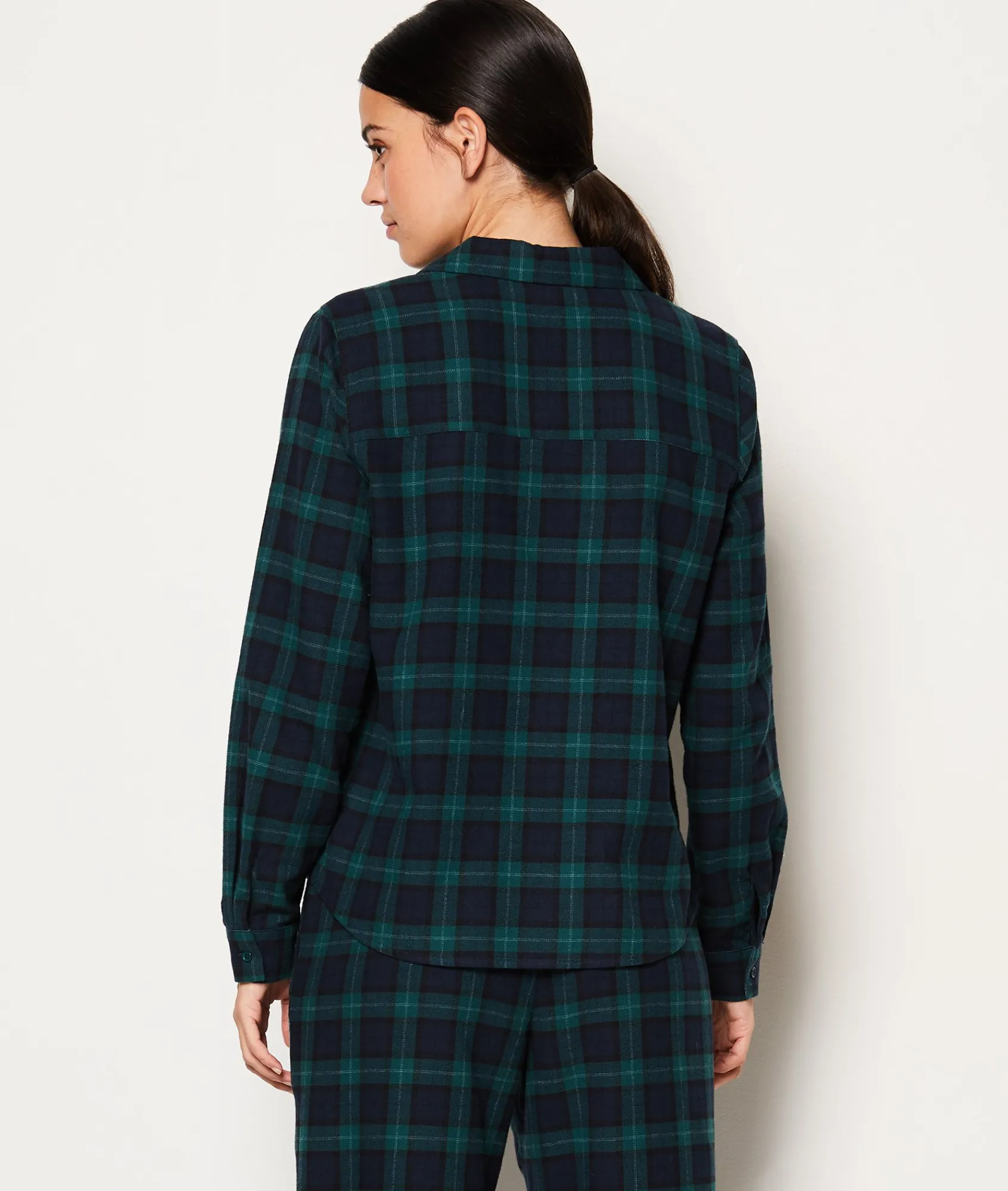 Cheap Chemise de pyjama à carreaux en coton Hauts De Pyjama