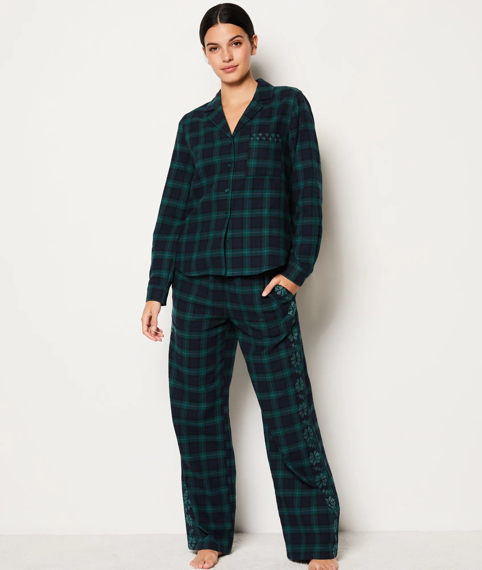 Cheap Chemise de pyjama à carreaux en coton Hauts De Pyjama