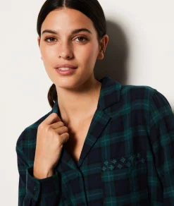 Cheap Chemise de pyjama à carreaux en coton Hauts De Pyjama