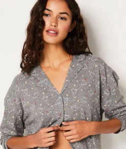 Best Chemise de pyjama en coton à cœurs Hauts De Pyjama