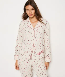 Best Chemise de pyjama en coton imprimée Hauts De Pyjama
