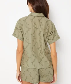 Cheap Chemise de pyjama en coton brodé Hauts De Pyjama
