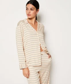 Clearance Chemise de pyjama en twill imprimée Hauts De Pyjama