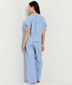Cheap Chemise de pyjama manches courtes brodée Hauts De Pyjama