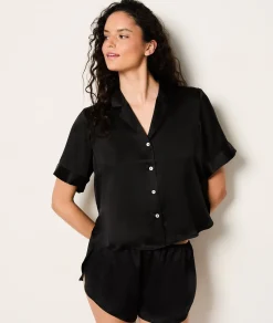 Best Chemise de pyjama manches courtes en soie Hauts De Pyjama