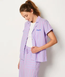 Best Chemise de pyjama rayée manches courtes Hauts De Pyjama