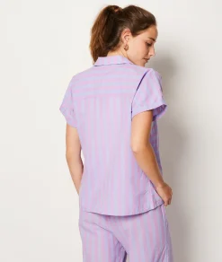 Best Chemise de pyjama rayée manches courtes Hauts De Pyjama