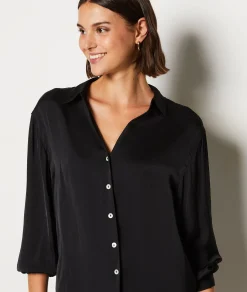 Cheap Chemise de pyjama satinée Hauts De Pyjama