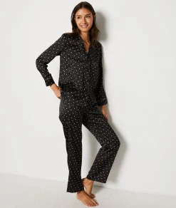 Cheap Chemise de pyjama satinée à pois Hauts De Pyjama
