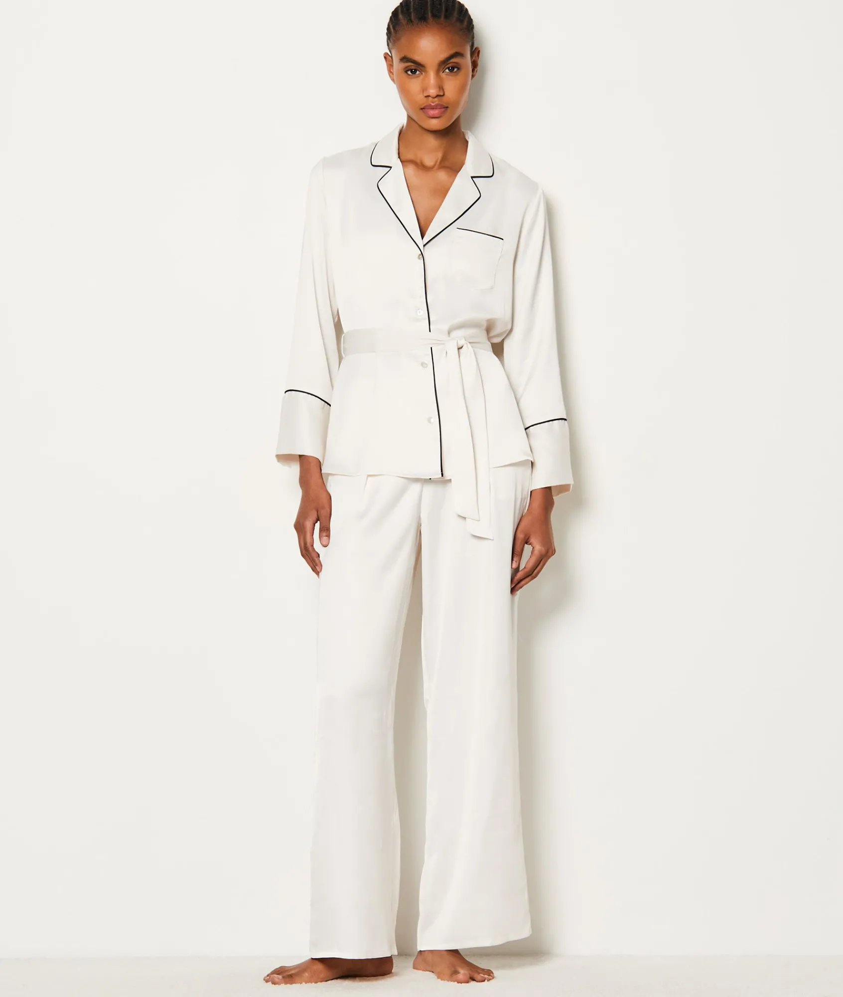 Best Chemise de pyjama satinée à nouer Hauts De Pyjama