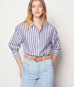 Cheap Chemise en coton rayée Imprimé|Fluide