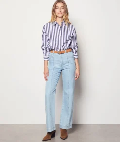 Cheap Chemise en coton rayée Imprimé|Fluide