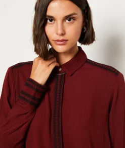 Discount Chemise manches longues brodée Fluide|Chic