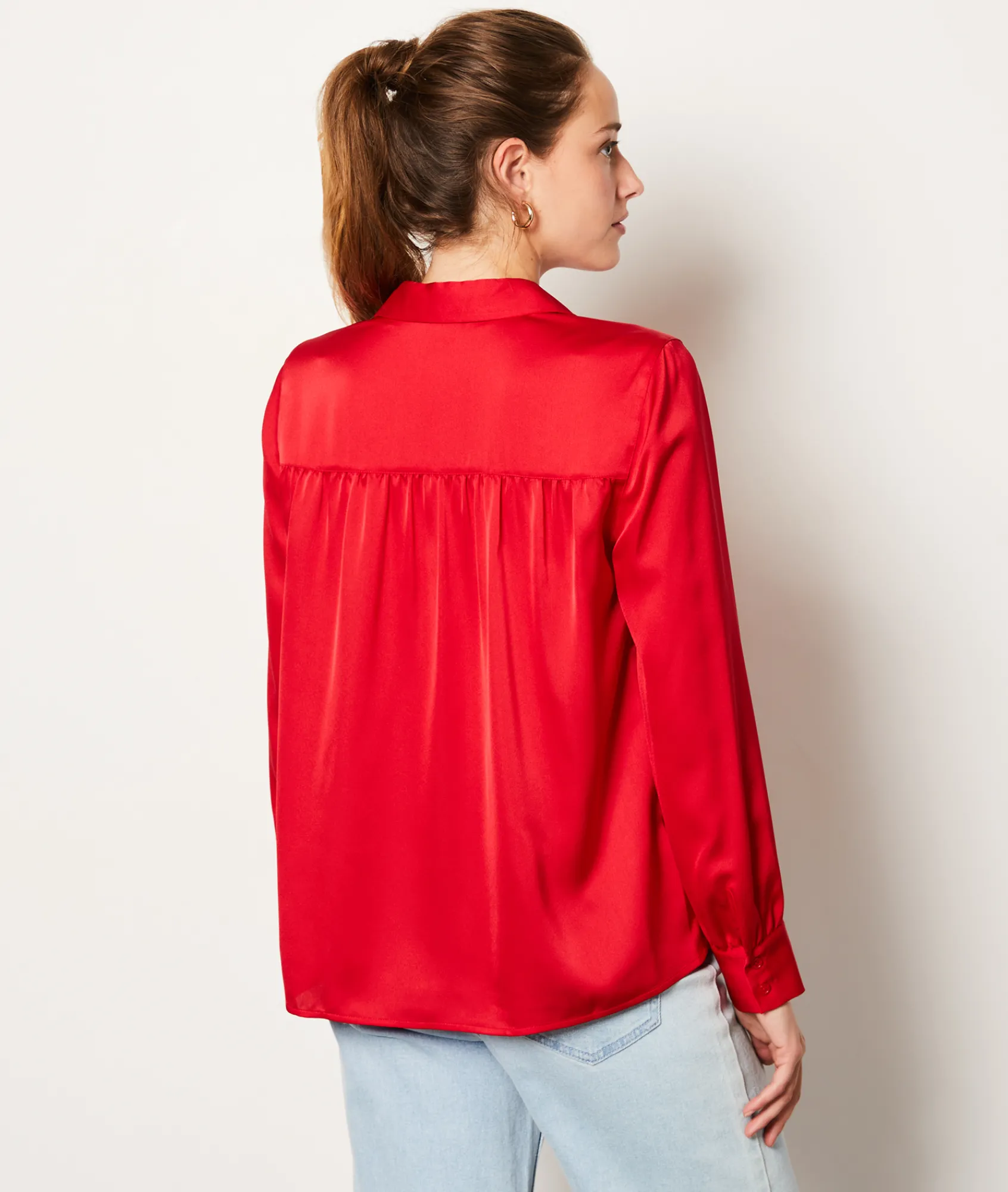 Clearance Chemise satinée Fluide|Classique