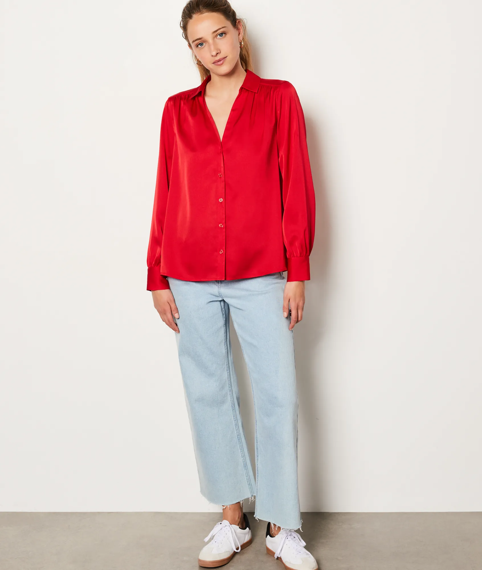 Clearance Chemise satinée Fluide|Classique