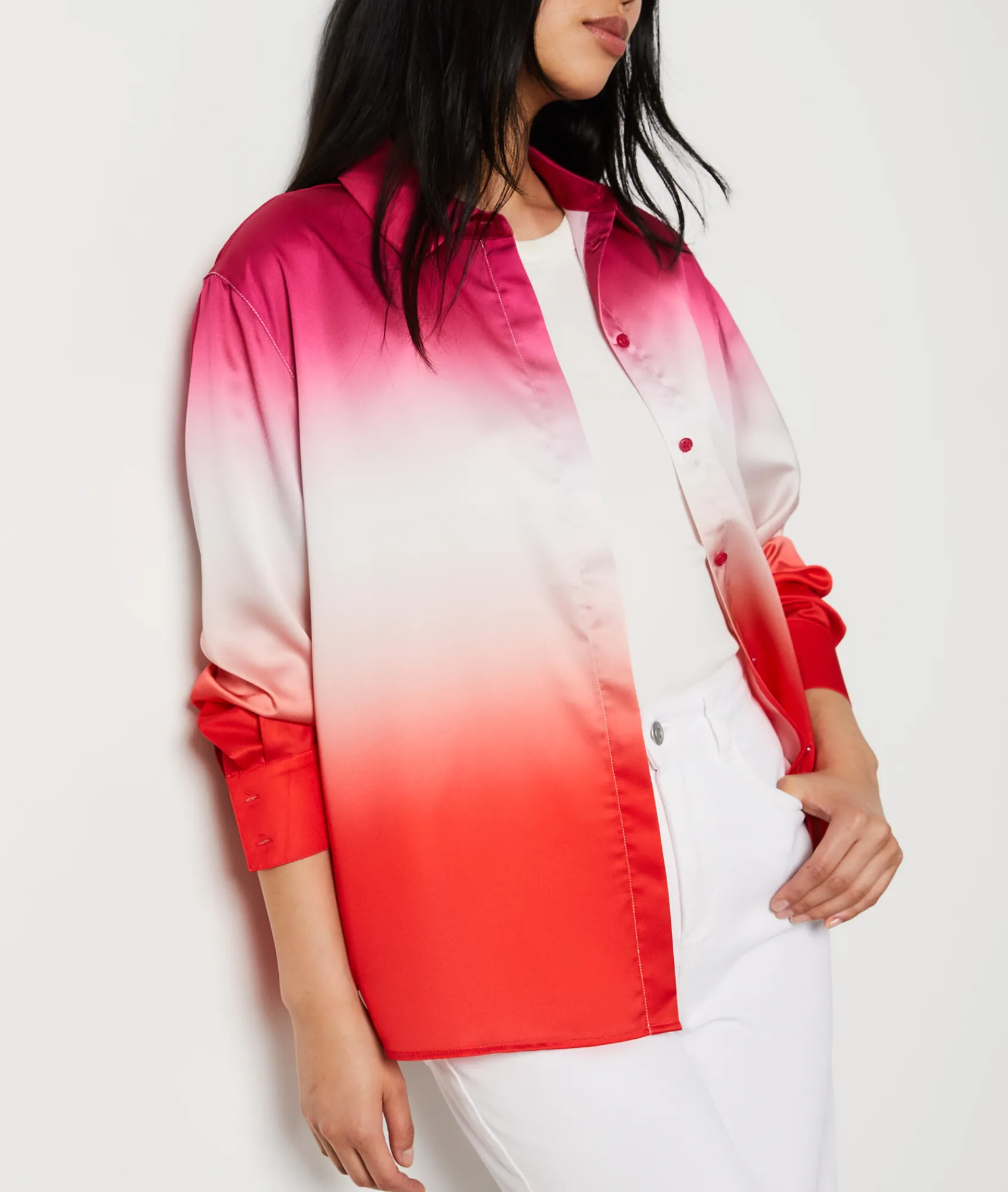 Clearance Chemise satinée tricolore Imprimé|Fluide