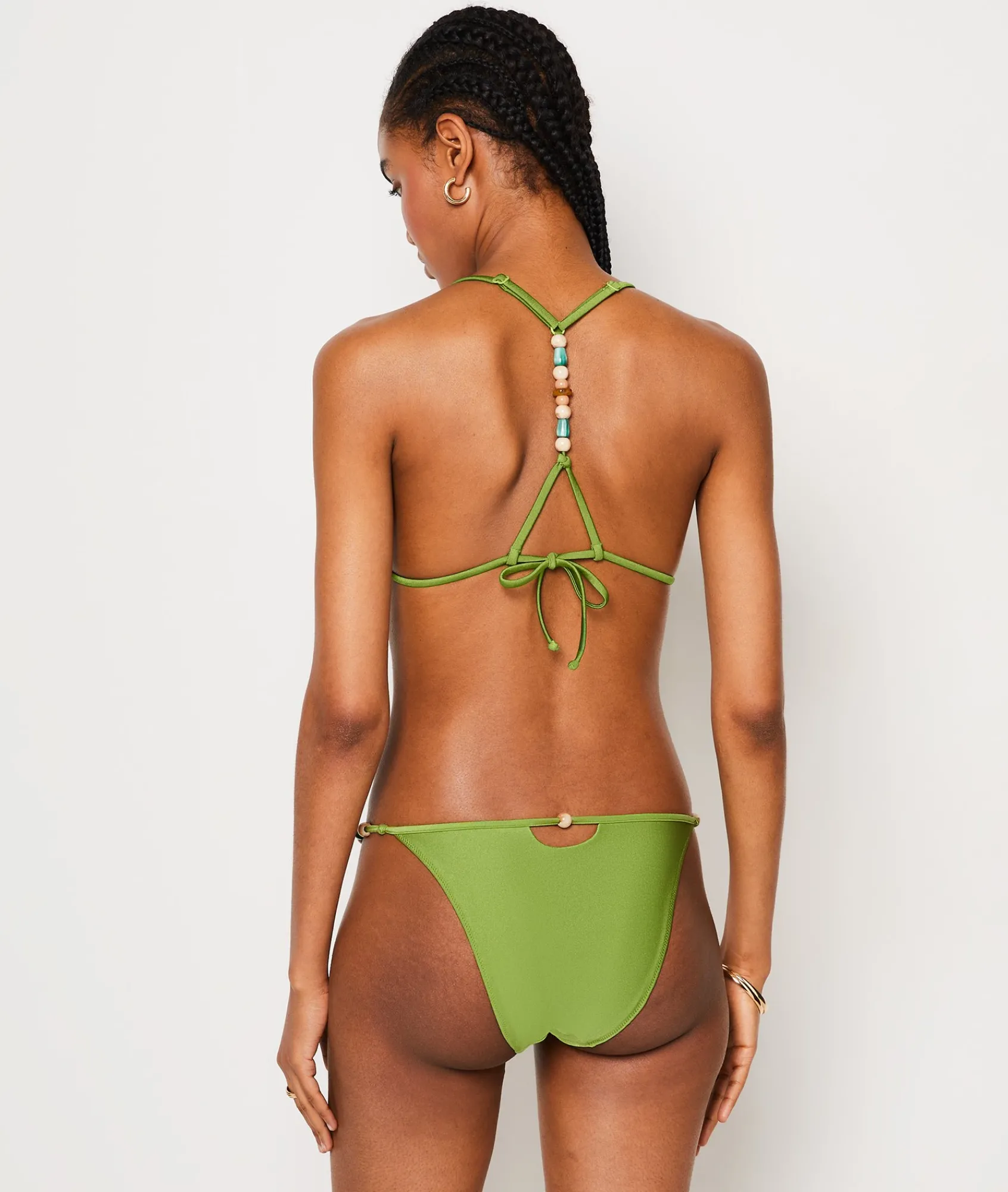 Best Sale Culotte bikini ficelle détails perles bas de maillot satiné Bikinis à Nouer|Culottes