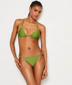 Best Sale Culotte bikini ficelle détails perles bas de maillot satiné Bikinis à Nouer|Culottes