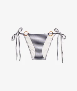 Clearance Culotte bikini ficelle texturé bas de maillot détails anneaux rayé Culottes|Bikinis à Nouer