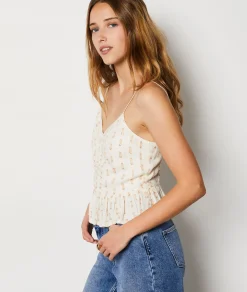 Shop Débardeur à fines bretelles pailleté Débardeurs