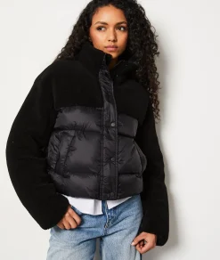 Sale Doudoune courte en fausse fourrure Doudounes