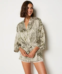 Cheap Déshabillé court satiné à motifs Déshabillés, Kimonos & Peignoirs