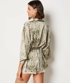 Cheap Déshabillé court satiné à motifs Déshabillés, Kimonos & Peignoirs