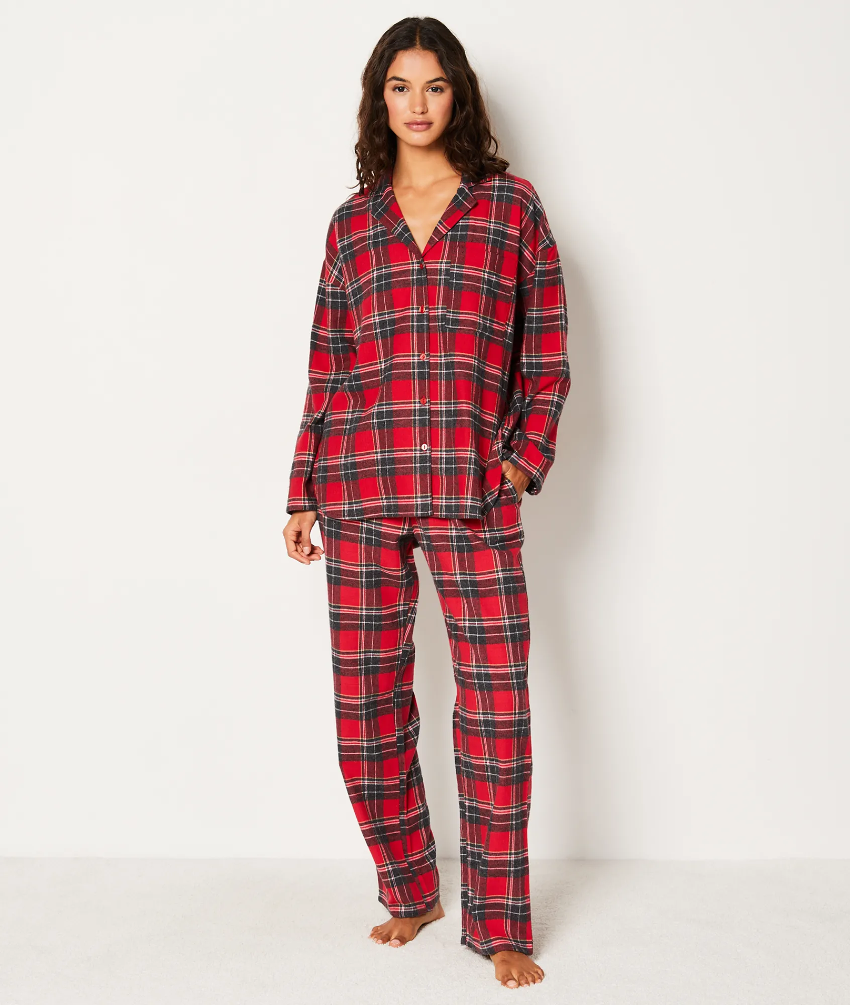 Clearance Ensemble 2 pièces de pyjamas en coton à carreaux Pyjamas 2 Et 3 Pièces