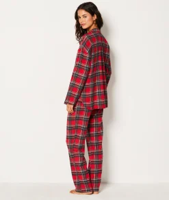 Clearance Ensemble 2 pièces de pyjamas en coton à carreaux Pyjamas 2 Et 3 Pièces
