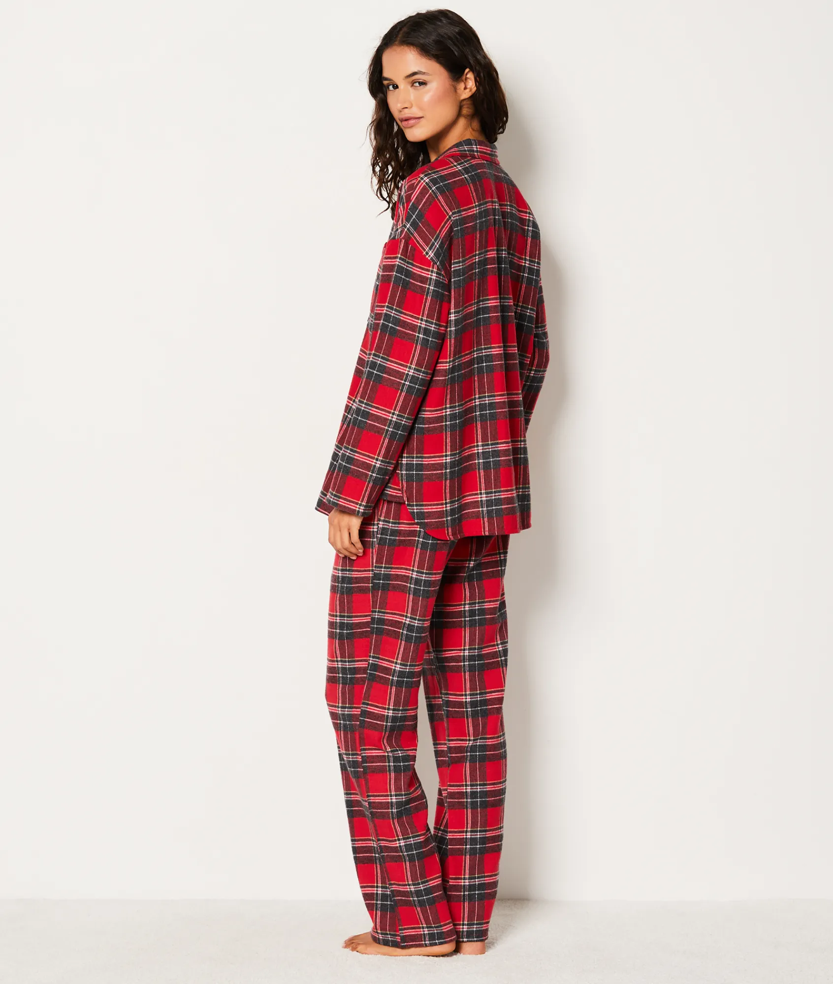 Clearance Ensemble 2 pièces de pyjamas en coton à carreaux Pyjamas 2 Et 3 Pièces